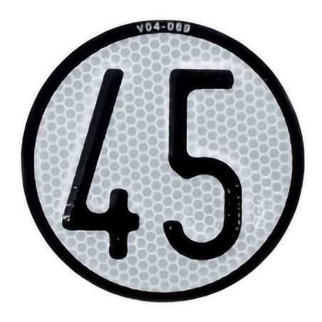PLACA V4 LÍMITE DE VELOCIDAD 45KMH QUAD
