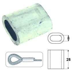CASQUILLO PRENSAR CABLE 8MM L28