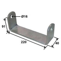SOPORTE QUILLA ZINCADO Ø16 220X75X40