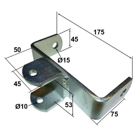 SOPORTE QUILLA ZINCADO Ø15 175X75X45 + Ø10 53X50X45