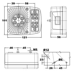 PILOTO CUADRADO LED 12/24V 4 FUNCIONES