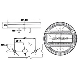 PILOTO REDONDO LED 12/24V 3 FUNCIONES