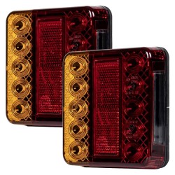 JUEGO DE 2 PILOTOS CUADRADOS LED 12V 4 FUNCIONES