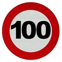 PLACA V-4 LÍMITE DE VELOCIDAD 100KMH ROJA