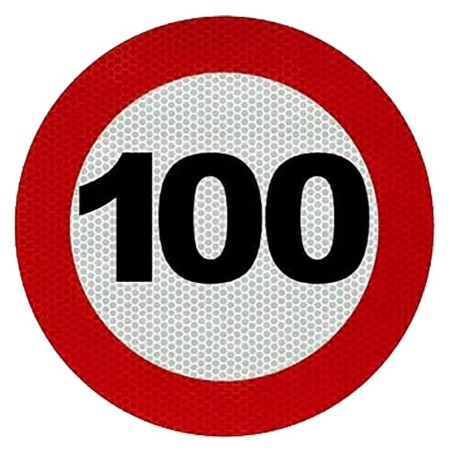 PLACA V-4 LÍMITE DE VELOCIDAD 100KMH ROJA