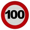 PLACA V-4 LÍMITE DE VELOCIDAD 100KMH ROJA