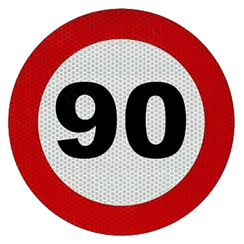 PLACA V-4 LÍMITE DE VELOCIDAD 90KMH ROJA