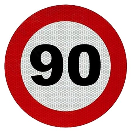 PLACA V-4 LÍMITE DE VELOCIDAD 90KMH ROJA