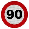 PLACA V-4 LÍMITE DE VELOCIDAD 90KMH ROJA