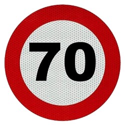 PLACA V-4 LÍMITE DE VELOCIDAD 70KMH ROJA