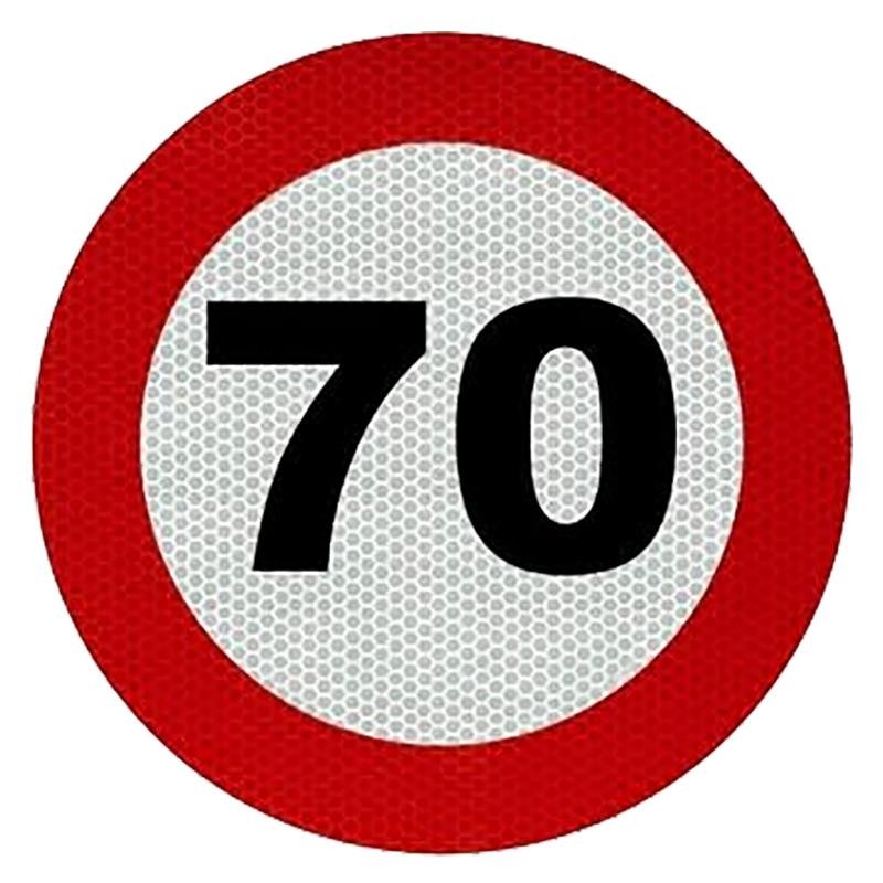 PLACA V-4 LÍMITE DE VELOCIDAD 70KMH ROJA