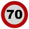 PLACA V-4 LÍMITE DE VELOCIDAD 70KMH ROJA