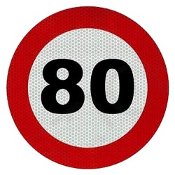 PLACA V-4 LÍMITE DE VELOCIDAD 80KMH ROJA