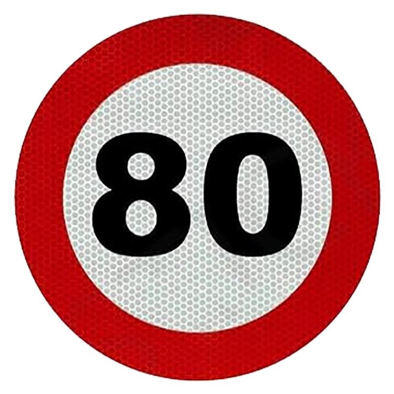 PLACA V-4 LÍMITE DE VELOCIDAD 80KMH ROJA