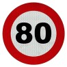 PLACA V-4 LÍMITE DE VELOCIDAD 80KMH ROJA