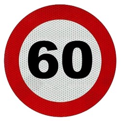 PLACA V-4 LÍMITE DE VELOCIDAD 60KMH ROJA