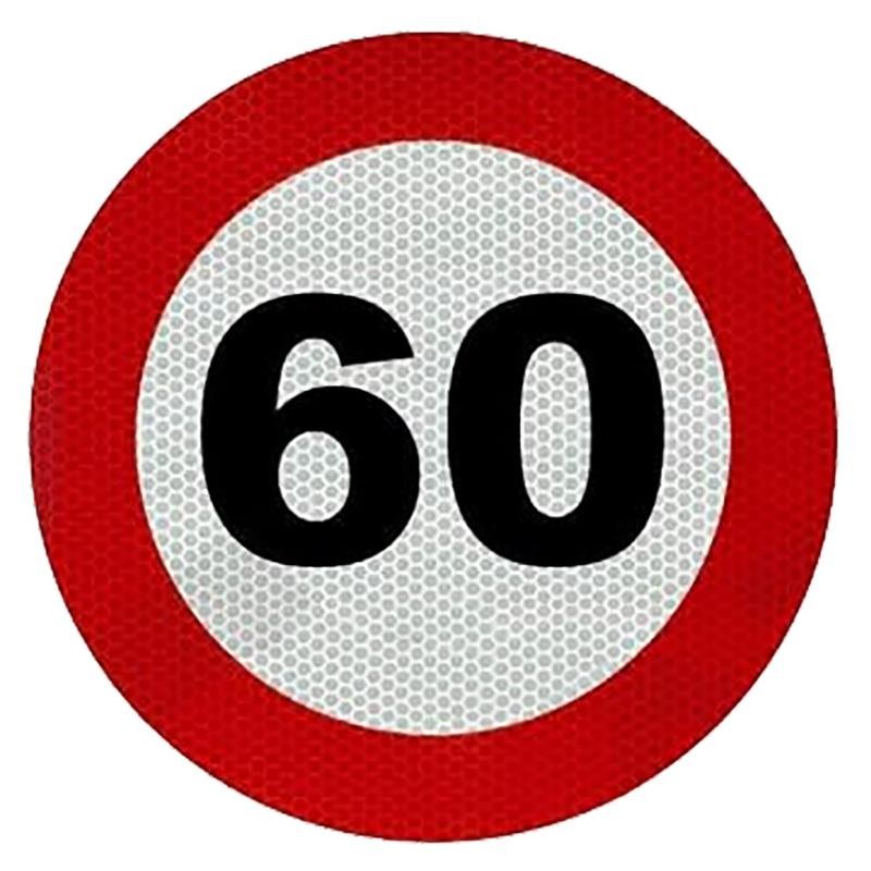 PLACA V-4 LÍMITE DE VELOCIDAD 60KMH ROJA
