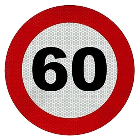 PLACA V-4 LÍMITE DE VELOCIDAD 60KMH ROJA