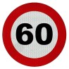PLACA V-4 LÍMITE DE VELOCIDAD 60KMH ROJA