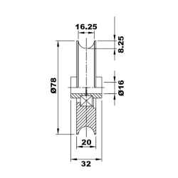 POLEA RUEDA "U" 80X16MM