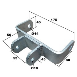 SOPORTE QUILLA ZINCADO Ø14 175X80X45 + Ø10 53X50X45