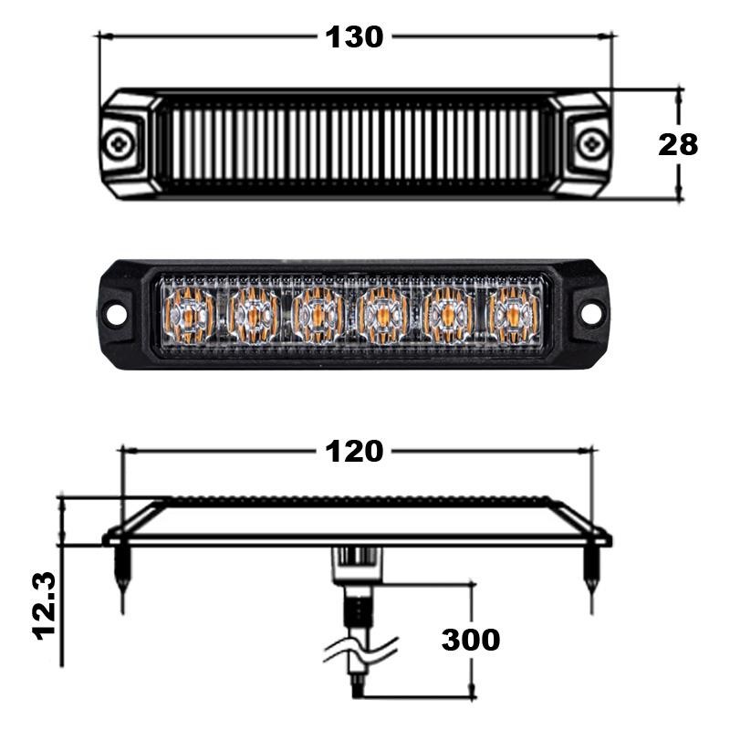 LUZ ESTROBOSCÓPICA 6 LEDes 12/24V 7W ÁMBAR