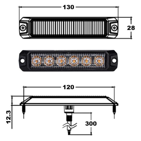 LUZ ESTROBOSCÓPICA 6 LEDes 12/24V 7W ÁMBAR