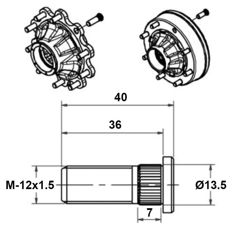 ESPÁRRAGO M-12X1.5X36