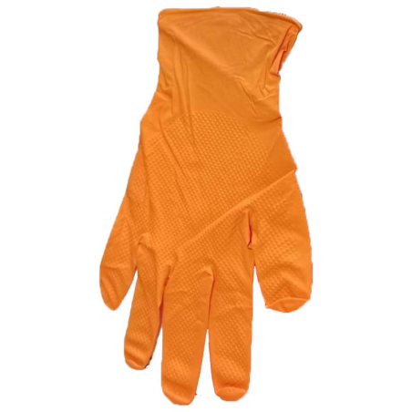 GUANTES NITRILO DIAMANTADO NARANJA TALLA XL 200uds
